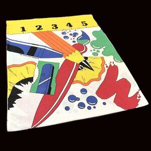 Vintage 1993 MARIMAC cool colors Pillowcase: Pop Art School Supplies Bold Print
